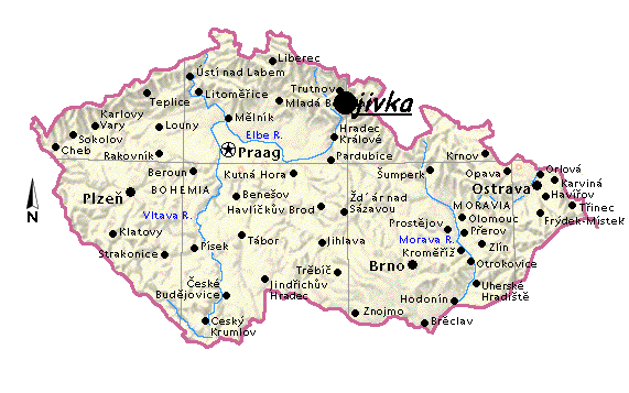 kaart tsjechie met jivka 571x